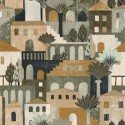 Casamance|Figurative Tapete Cinque Terre Landschaft grün-braun|Figurative