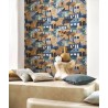 Papel pintado figurativo Cinque Terre paisaje azul y marrón - Casamance Aventura 75542038