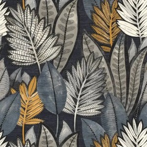 Papeldecor|Gold and Gray Metalized Palm Leaves Wallpaper|Floral