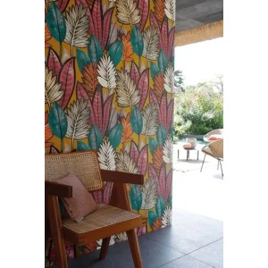 Papeldecor|Gold and Gray Metalized Palm Leaves Wallpaper|Floral 2