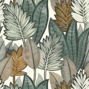 Casamance|Wallpaper tropical sabal palm leaves black and grey|Wallpaper