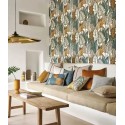 Casamance|Wallpaper tropical sabal palm leaves white and green|Tropical