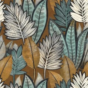 Casamance|Geometrische Tapete khakigelb Herbin-Stil|Ethnisch