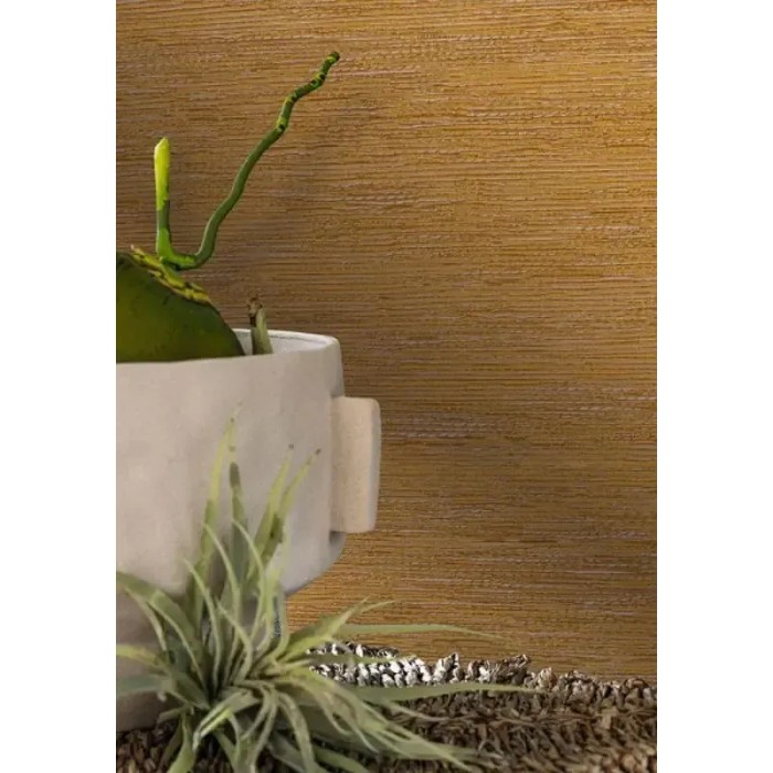 Papel pintado fibras naturales rafia ocre mostaza - Casamance Aventura 75343160