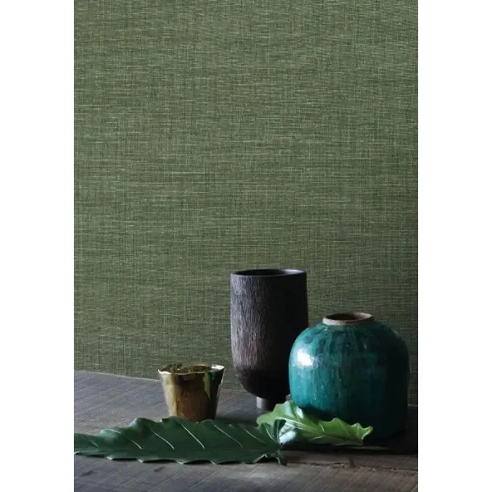 Casamance|Papier peint fibres naturelles imitation raphia vert et brun|Imitation Raphia