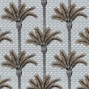 Casamance|Papier peint tropical palmiers gris et bleu pierre|Haut Gamme
