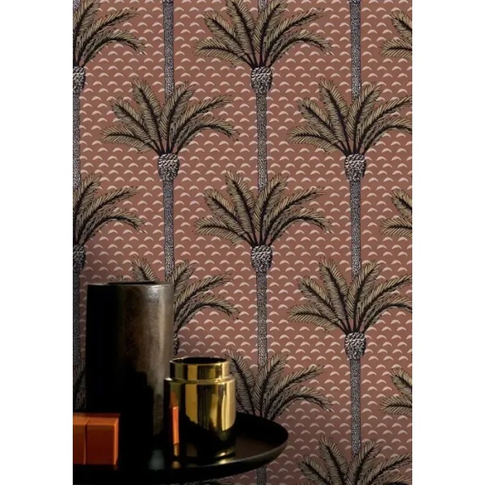 Papel pintado tropical palmeras coral - Casamance Mirage 75240406