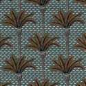 Casamance|Papier peint tropical palmiers verts et dorés|Haut Gamme