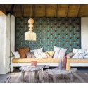 Casamance|Papier peint tropical palmiers verts et dorés|Haut Gamme