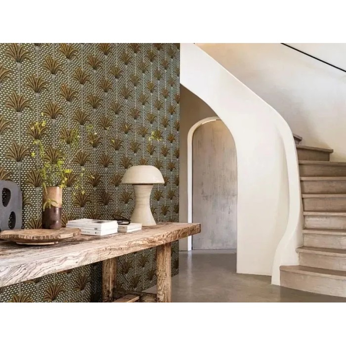 Casamance|Tropische Tapete Palmen khaki-braun|Art Deco