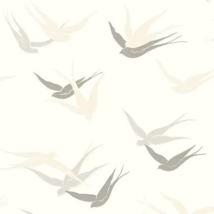 Casadeco|Beige and white Art Deco style wallpaper with rounded shapes|Art Deco