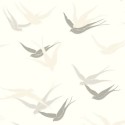 Casadeco|Papier peint style Art Déco blanc avec motif d’hirondelles|Minimaliste