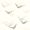 Casadeco|Papier peint style Art Déco blanc avec motif d’hirondelles|Minimaliste