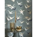 Casadeco|Elegant green Art Deco wallpaper with birds|Art Deco