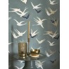 Casadeco|Papier peint Art Déco vert élégant avec oiseaux|Art Déco