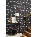 Casadeco|Art-Déco-Tapete mit Vögeln und eleganter Schwarz-Gold-Kombination|Art Deco