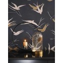 Casadeco|Art Deco wallpaper with birds and elegant black-gold combination|Art Deco