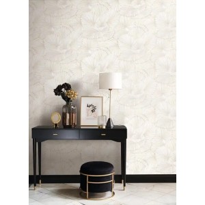 Marburg|Modern wallpaper with leaves and fans, nude pink and silver|Wallpaper 2