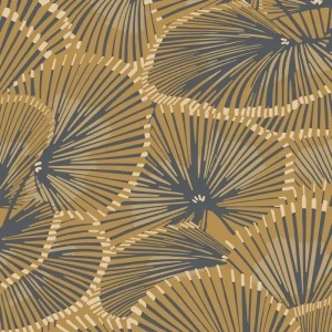 Casadeco|Papier peint Art Déco avec éventails cabaret verts métallisés|Papier Peint
