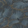 Casadeco|Papel pintado azul Art Deco abanicos detalles metalizados|Art Deco