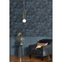 Casadeco|Blue Art Deco wallpaper with fans and metallic details|Art Deco