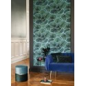 Casadeco|Art Deco wallpaper with metallic green cabaret fans|Wallpaper