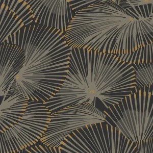 Casadeco|Elegante Art-Déco-Tapete in Grau mit Fächerformen|Art Deco