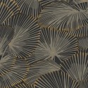 Casadeco|Papier peint moderne éventails Art Déco noir et or|Art Déco