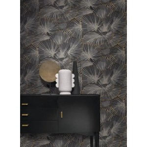 Casadeco|Elegante Art-Déco-Tapete in Grau mit Fächerformen|Art Deco 2