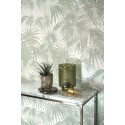 Casadeco|Green palm wallpaper with a touch of shine|Tropical