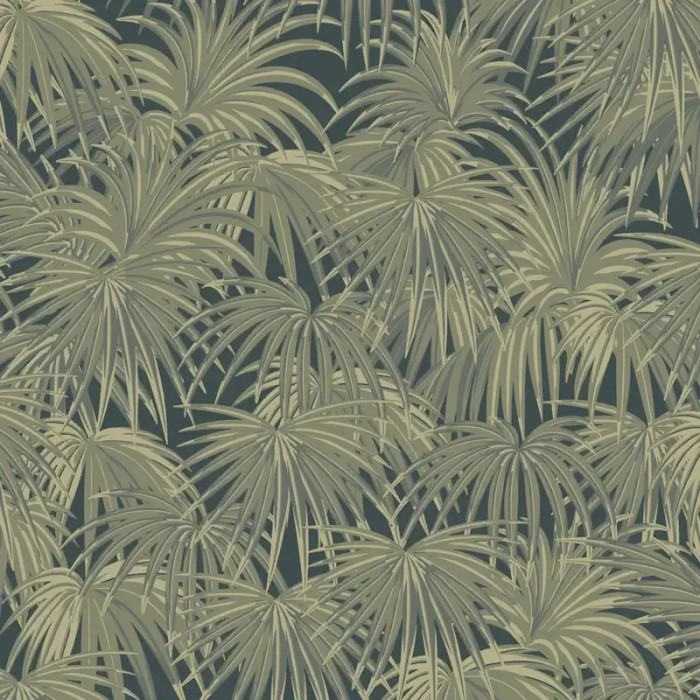 Casadeco|Papel pintado palmeras tropicales verde caqui con brillo|Papel Pintado