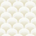 Casadeco|Papel pintado estilo Art Deco beige y blanco con formas redondeadas|Art Deco