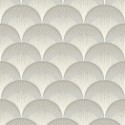 Casadeco|Papel pintado elegante estilo Art Deco gris con formas de abanicos|Art Deco