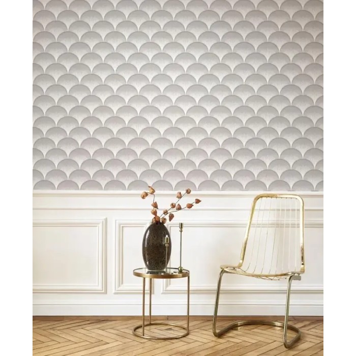 Casadeco|Papier peint élégant style Art Déco gris avec motifs d’éventails|Art Déco