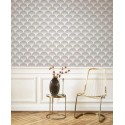 Casadeco|Papel pintado elegante estilo Art Deco gris con formas de abanicos|Art Deco