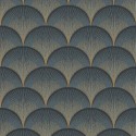 Casadeco|Modern blue Art Deco wallpaper with shimmering effect|Art Deco