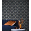 Casadeco|Moderne Art-Déco-Tapete in Blau mit Glitzereffekt|Art Deco