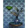 Casadeco|Blue fan pattern wallpaper in Art Deco style|Art Deco