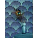 Casadeco|Papier peint motifs d’éventails bleus style Art Déco|Art Déco