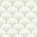 Casadeco|Papel pintado estilo Art Deco verde con formas geométricas de abanico|Papel Pintado