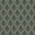 Casadeco|Khaki green and gold Art Deco wallpaper|Rhombus
