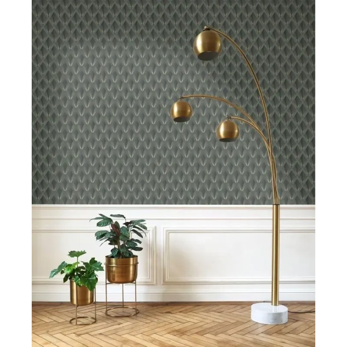 Casadeco|Papel pintado Art Deco verde caqui y dorado |Rombos
