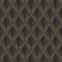 Casadeco|Papel pintado elegante estilo Art Deco de rombos negros y dorados|Geométrico