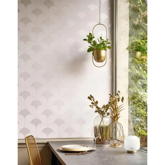 Casadeco|Papier peint style Art Déco beige avec élégantes formes en arcs|Papier Peint