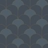 Casadeco|Glamorous Art Deco wallpaper with blue arcs and metallic gold|Art Deco