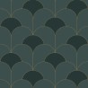 Casadeco|Papel pintado Art Deco verde con arcos geométricos dorado metalizado|Art Deco