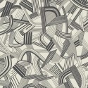 Casadeco|Black and white Art Deco wallpaper with harps and music sheets|Art Deco