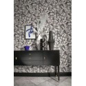Casadeco|Black and white Art Deco wallpaper with harps and music sheets|Art Deco