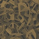 Casadeco|Black and gold Art Deco wallpaper with original harp and sheet music design|Retro