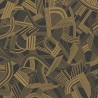 Casadeco|Schwarz-goldene Art-Déco-Tapete mit originellem Harfen- und Notenmotiv|Retro